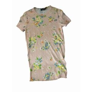 Polo Ralph Lauren Floral Ribbed T-Shirt Women’s M Fits Small Petite Teen Pink